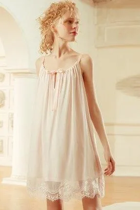 2019 Vintage Sleepwear Sexy Spaghetti Strap Open Back Women Home Wear Night Dress White Cotton Nightgown Nightwear Nighties T527