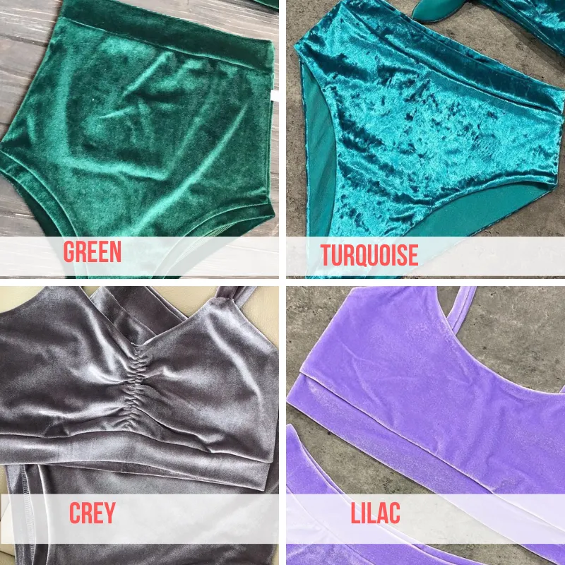 Black marble pole dance set velour