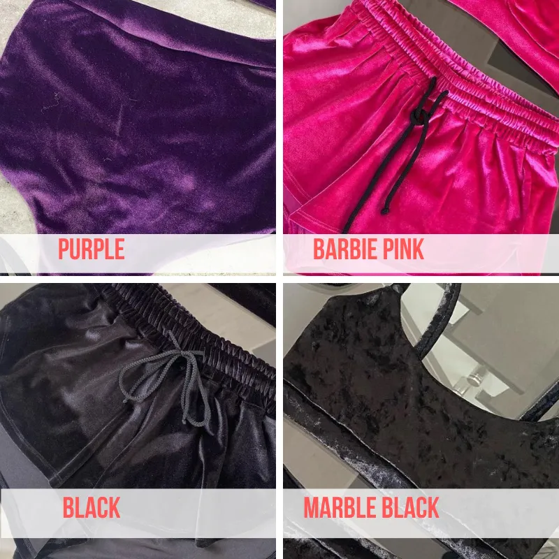 Black marble pole dance set velour