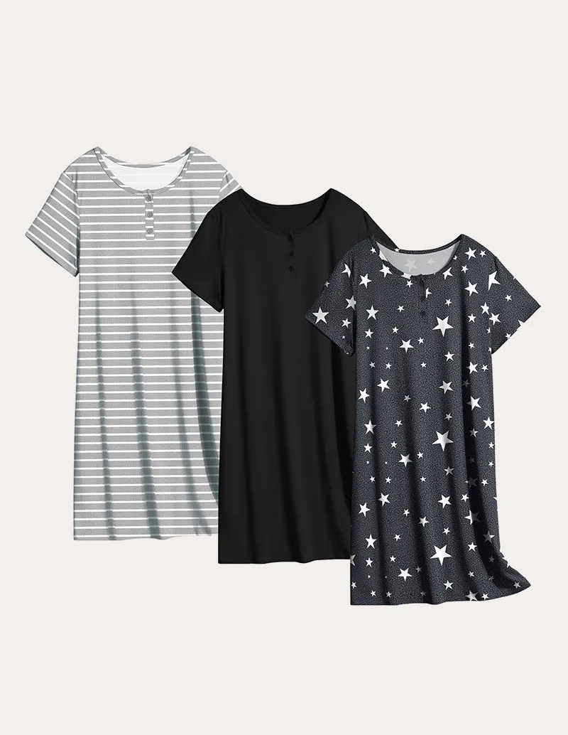 Comfy 3 Pack Short Sleeve Nightgowns (US Only)