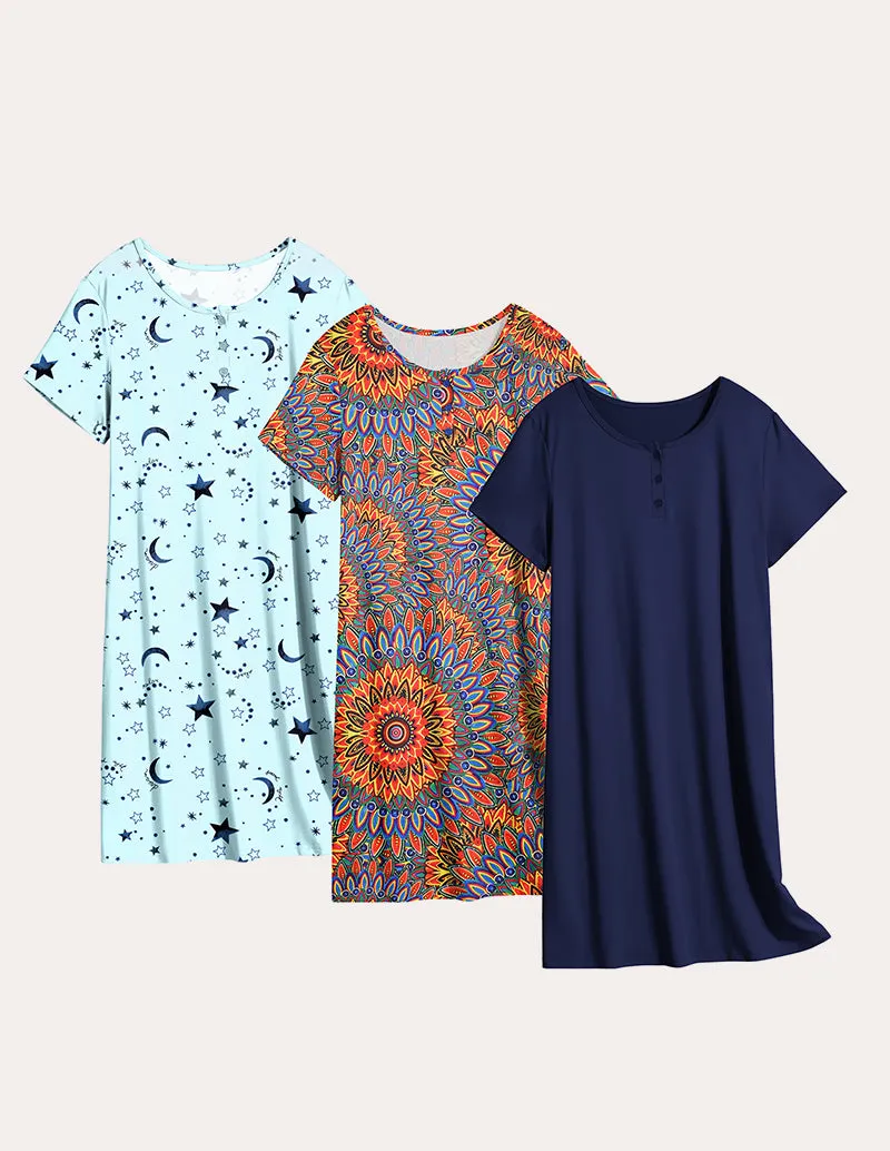 Comfy 3 Pack Short Sleeve Nightgowns (US Only)
