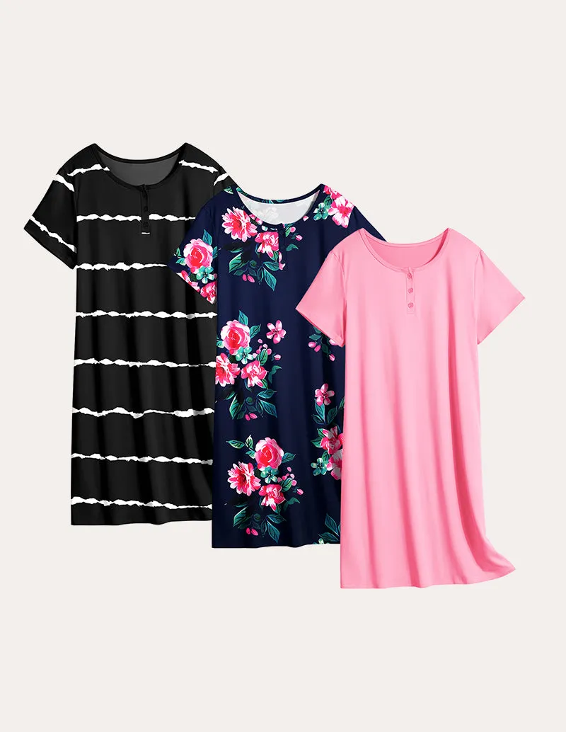 Comfy 3 Pack Short Sleeve Nightgowns (US Only)