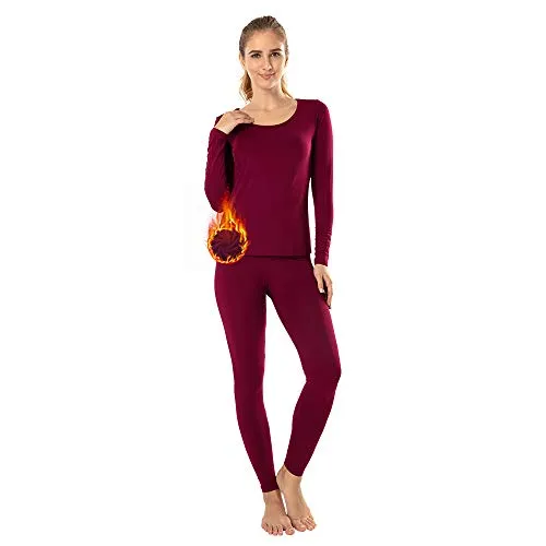 MANCYFIT Thermal Underwear for Women Long Johns Set Fleece Lined Ultra Soft Scoop Neck