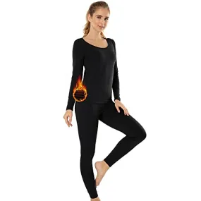 MANCYFIT Thermal Underwear for Women Long Johns Set Fleece Lined Ultra Soft Scoop Neck