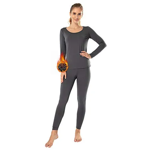 MANCYFIT Thermal Underwear for Women Long Johns Set Fleece Lined Ultra Soft Scoop Neck