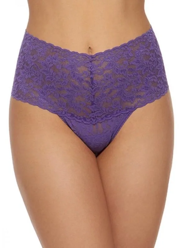 Retro High Waisted Sheer Lace Thong Panties