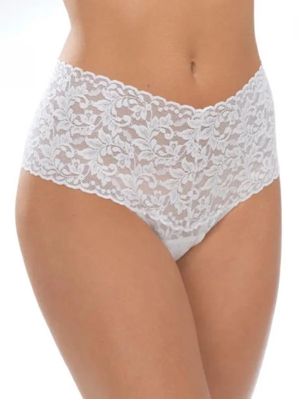 Retro High Waisted Sheer Lace Thong Panties