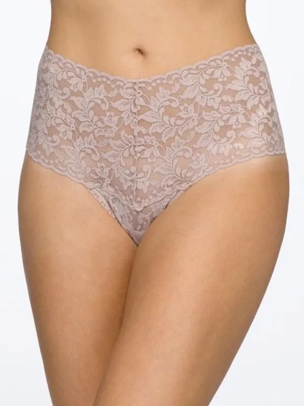 Retro High Waisted Sheer Lace Thong Panties