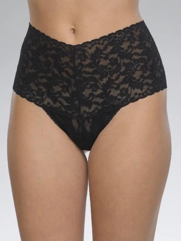 Retro High Waisted Sheer Lace Thong Panties