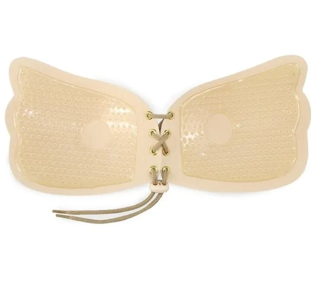 Sexy Strapless Self-Adhesive Silicone Front Closure Push Up Bra With Drawstring