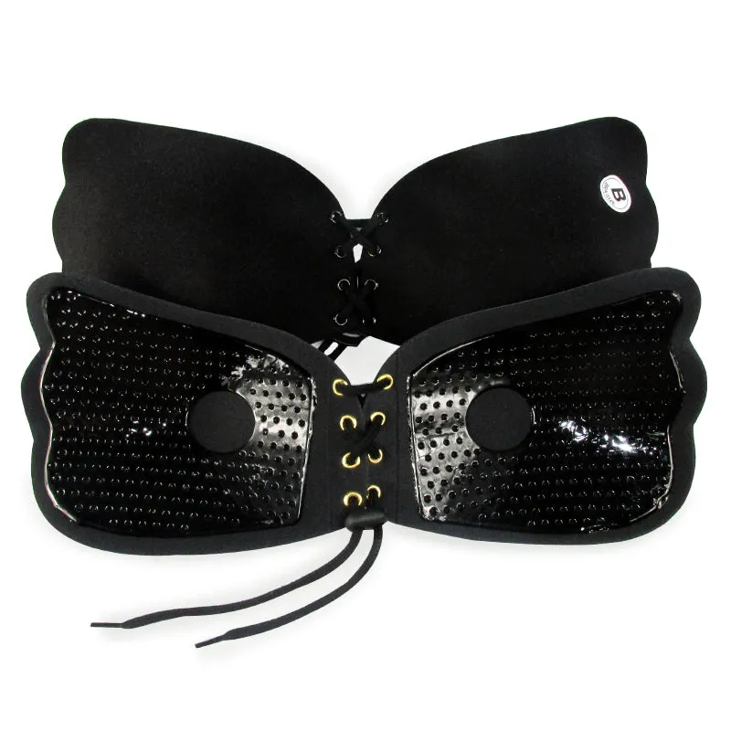 Sexy Strapless Self-Adhesive Silicone Front Closure Push Up Bra With Drawstring