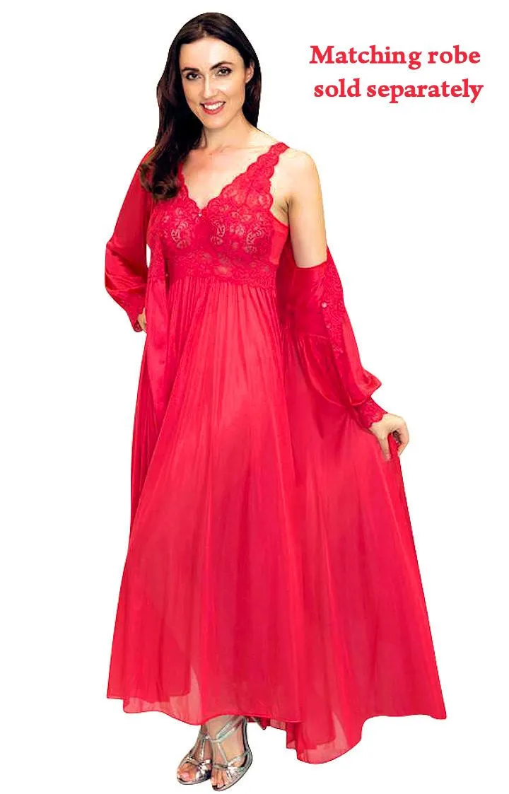 Shadowline Nightgown Long Fitted Lace Bodice Silhouette Nylon